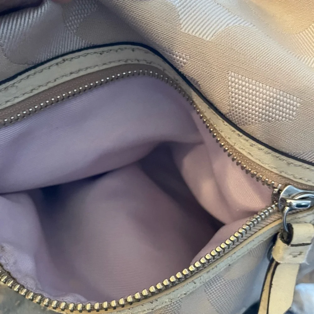 Coach Beige Signature Nylon Backpack with Leather Trim - Picture 6 of 9